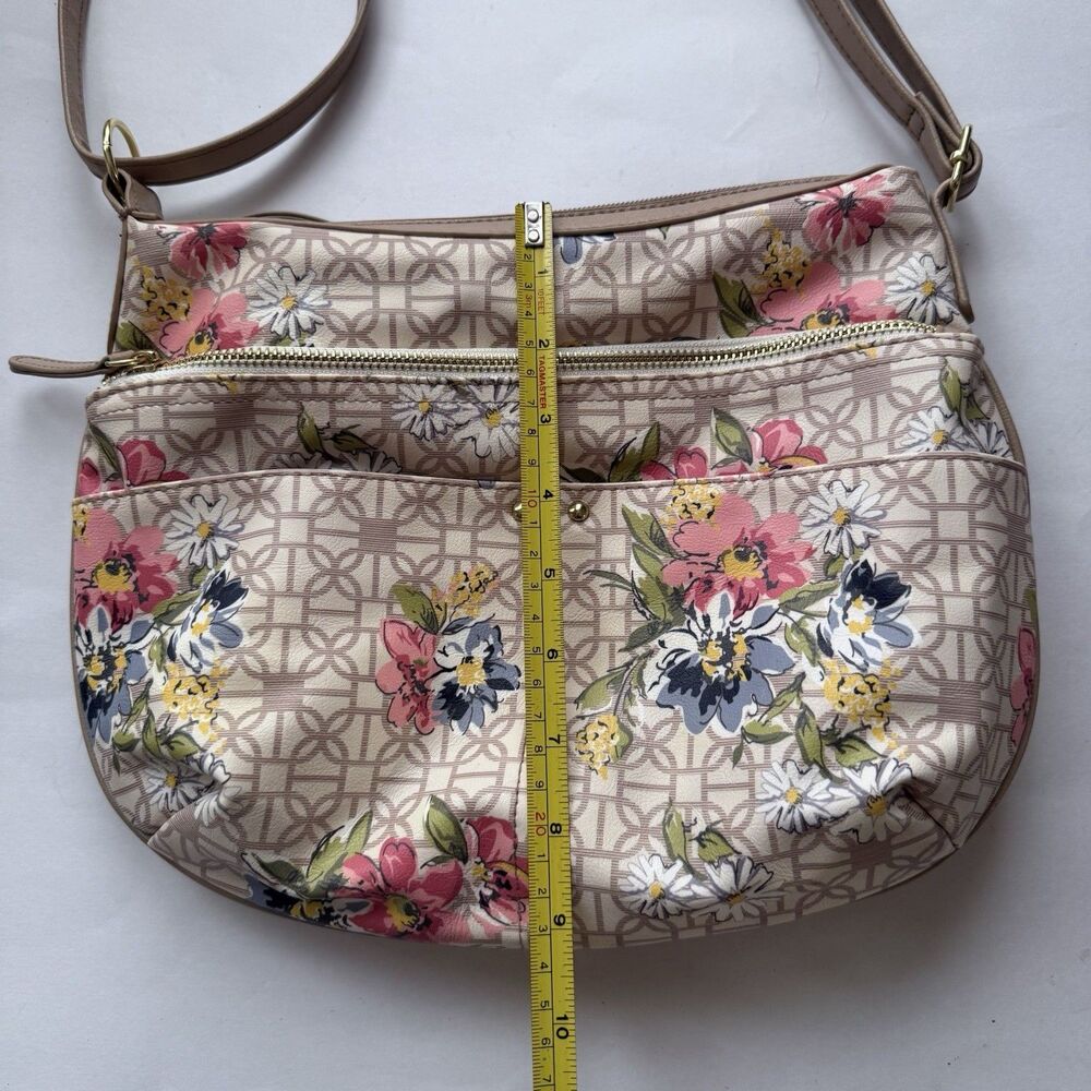 Time and Tru hobo shoulder bag Purse Floral Print Beige Tan Sustainable - Picture 12 of 12